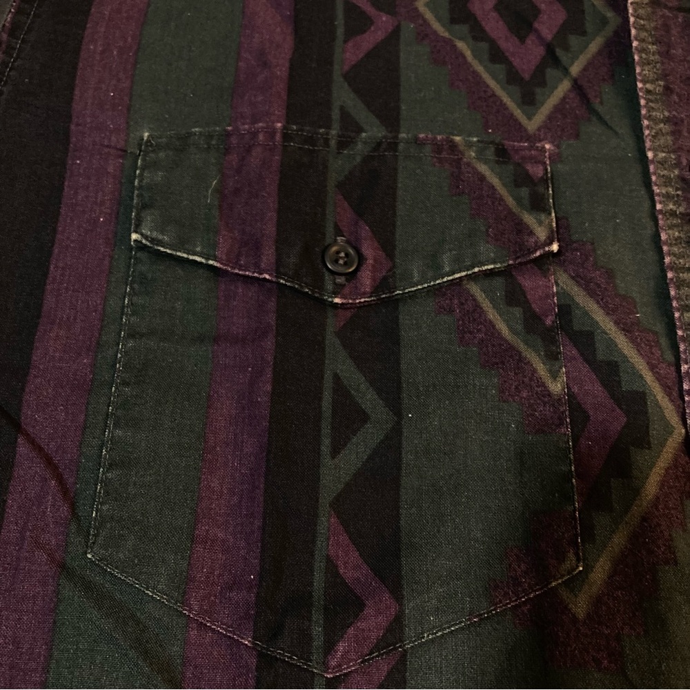 Vintage Wrangler Aztec Pattern Button Down Shirt … - image 5